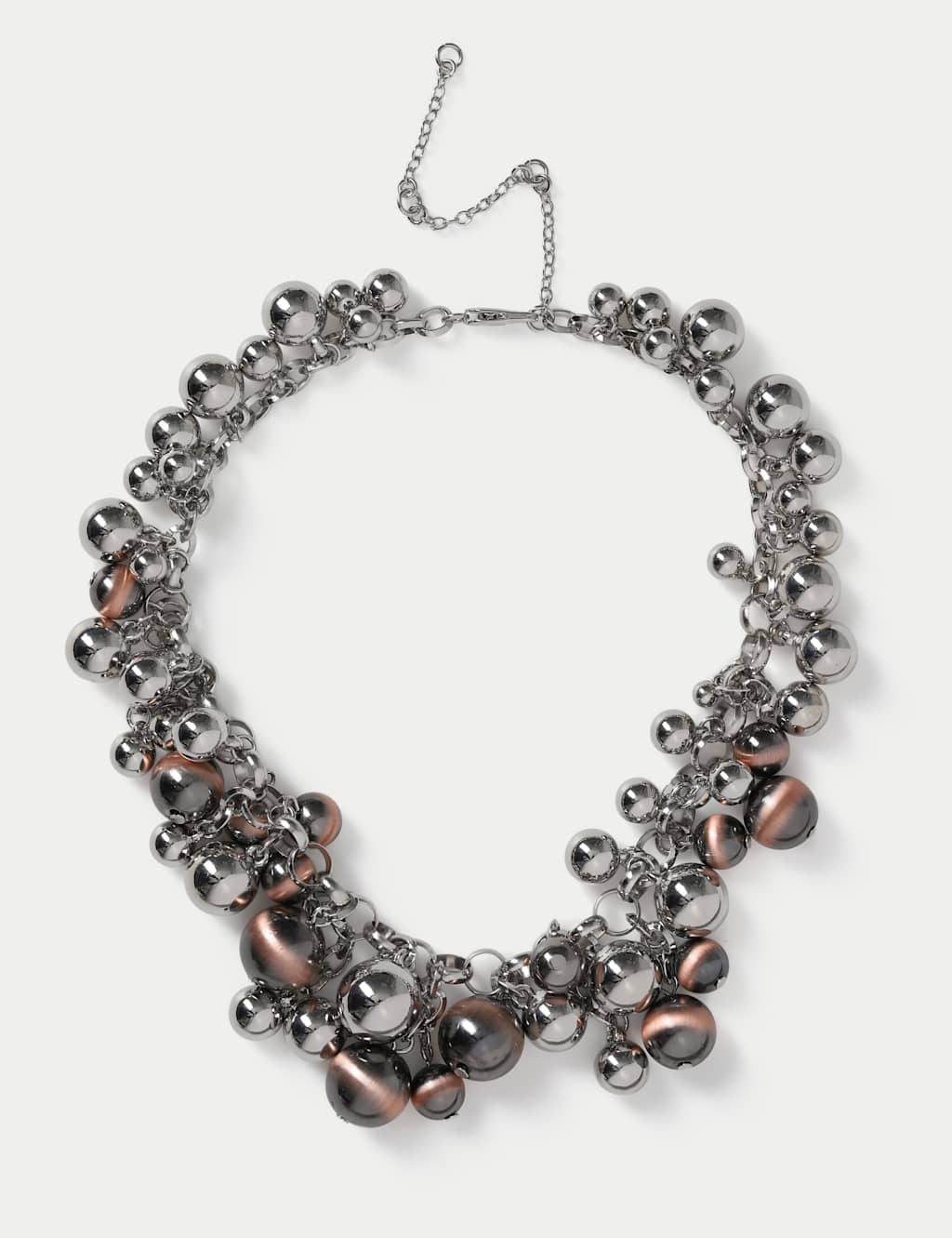 M&S Women's Beaded Cluster Necklace - Silver Mix