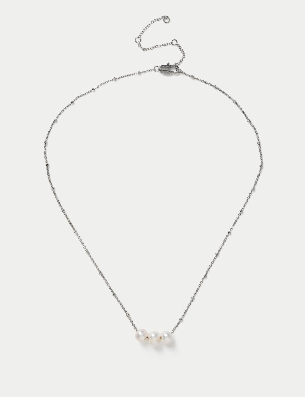 M&S Women's Platinum Fresh Water Pearl Necklace - Silver