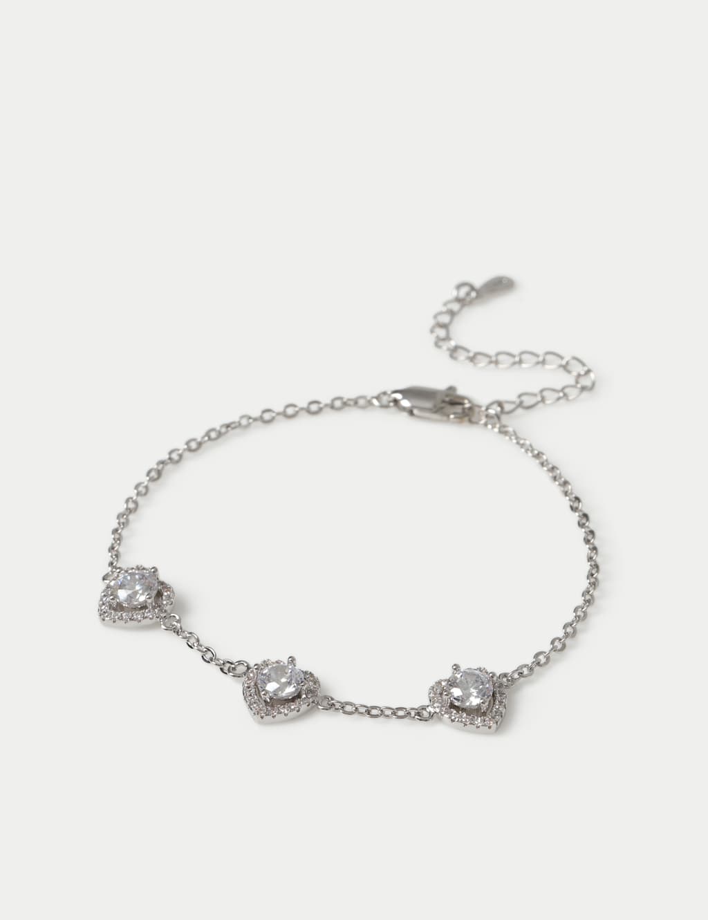 M&S Women's Platinum Plated Heart Bracelet - Silver