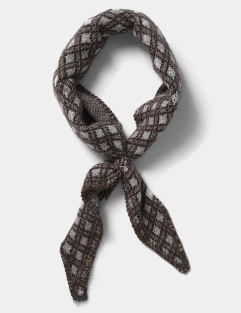 M&S Women's Cream Check Thick Toggle Scarf