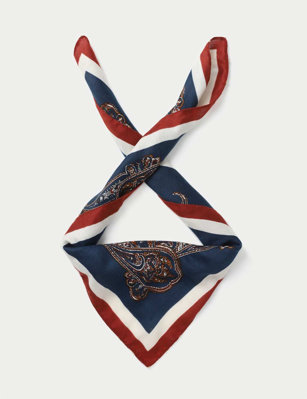 M&S Women's Navy Beaded Paisley Swirl Print Scarf - Multi