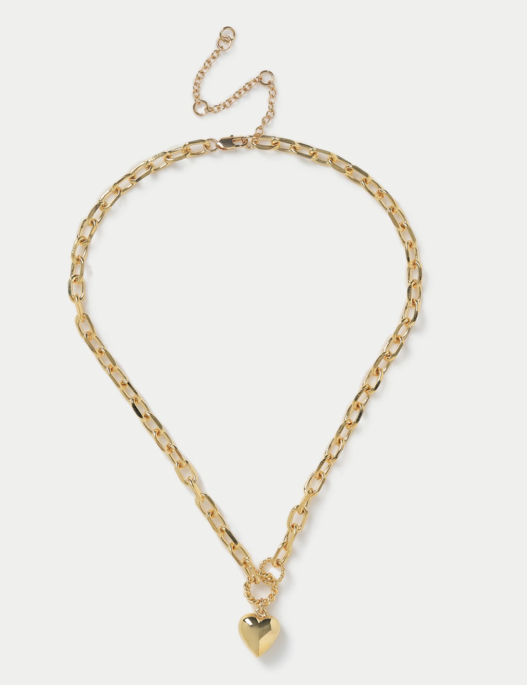 14k Gold Plated Chunky Chain Heart Pendant Necklace