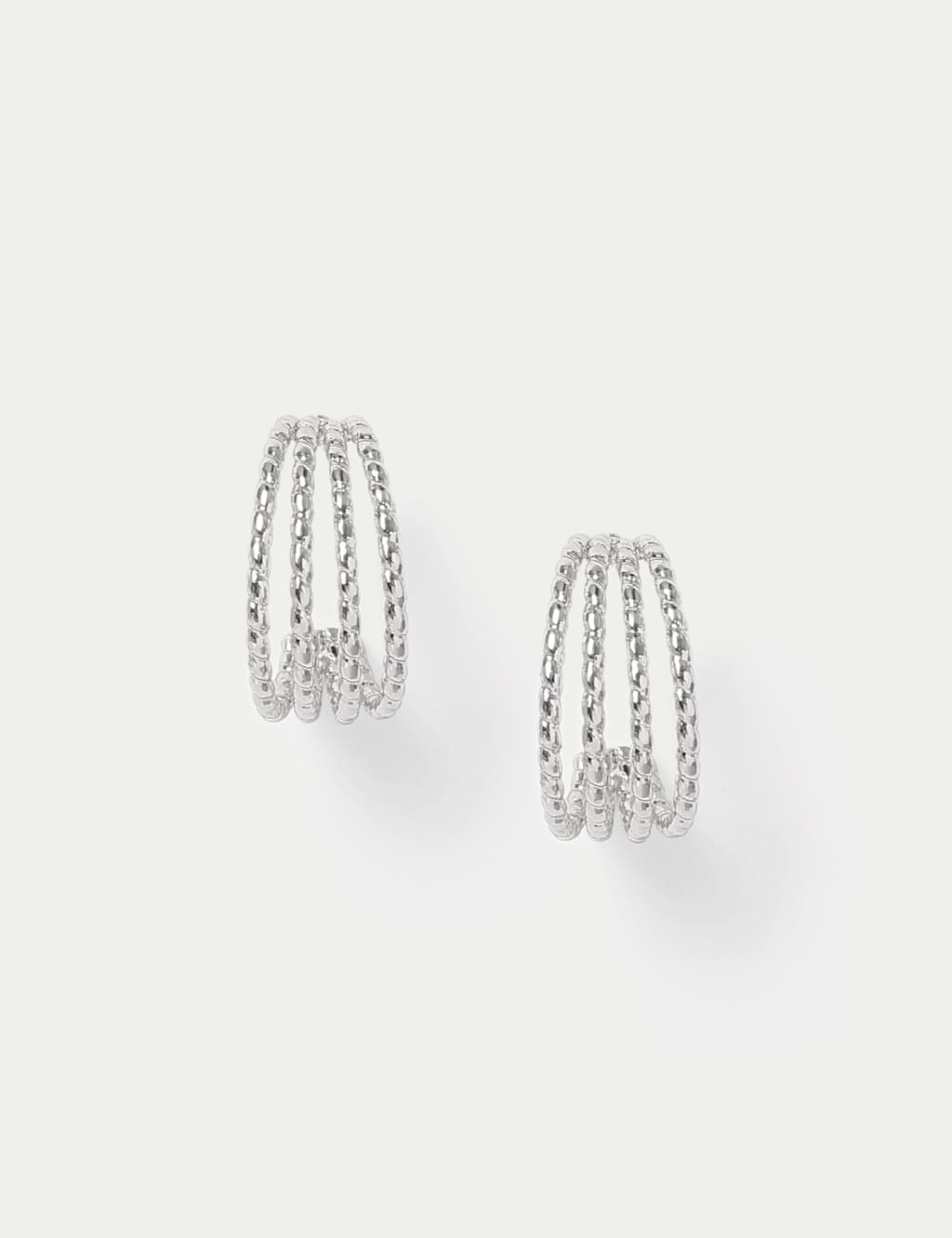 M&S Women's Textured Hoop Earrings - Silver