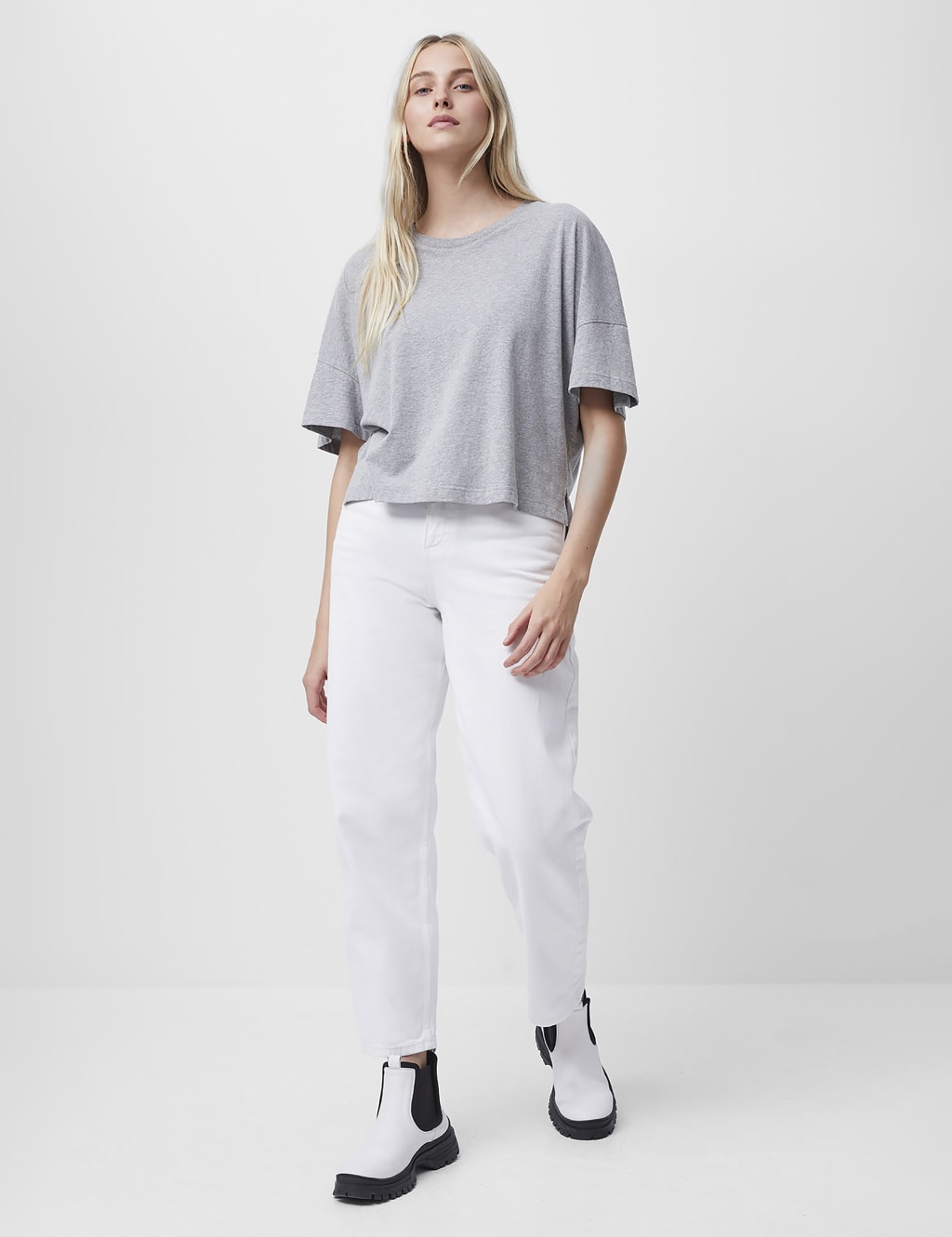 French Connection Women's Pure Cotton Relaxed T-Shirt - XS - Light Grey, Light Grey