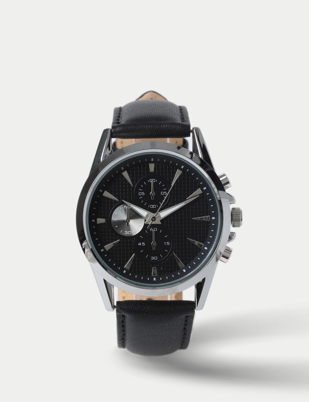 Silver Tone Round Face Croc Strap Watch