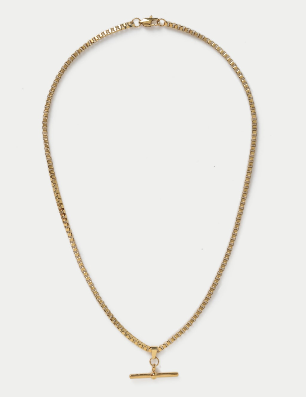 Waterproof Stainless Steel Gold Plated T-Bar Necklace