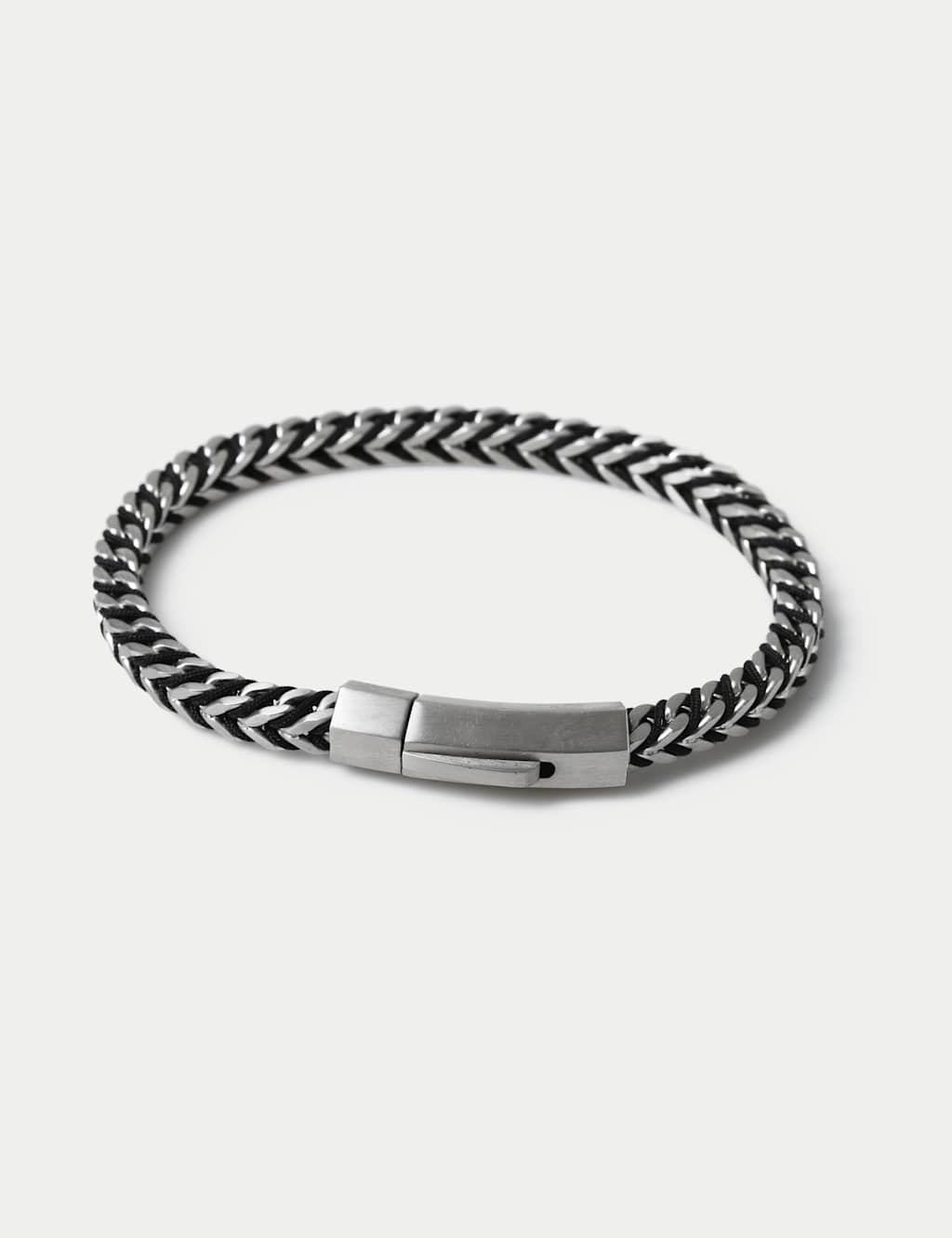 M&S Stainless Steel and Cord Chain Bracelet Silver