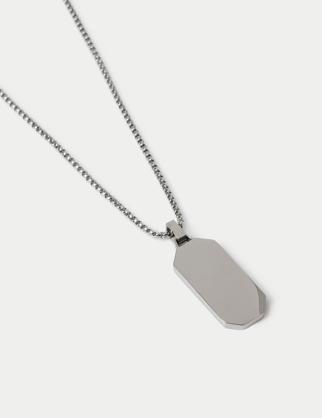 M&S Men's Stainless Steel Dog Tag Necklace - Silver
