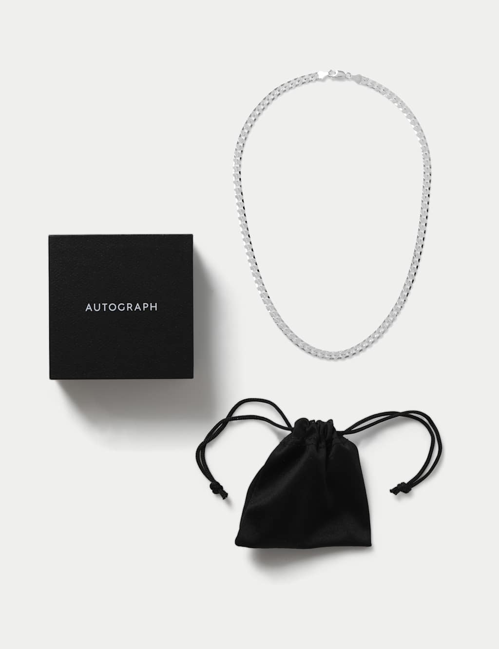 Autograph Men's Sterling Curb Necklace - Silver