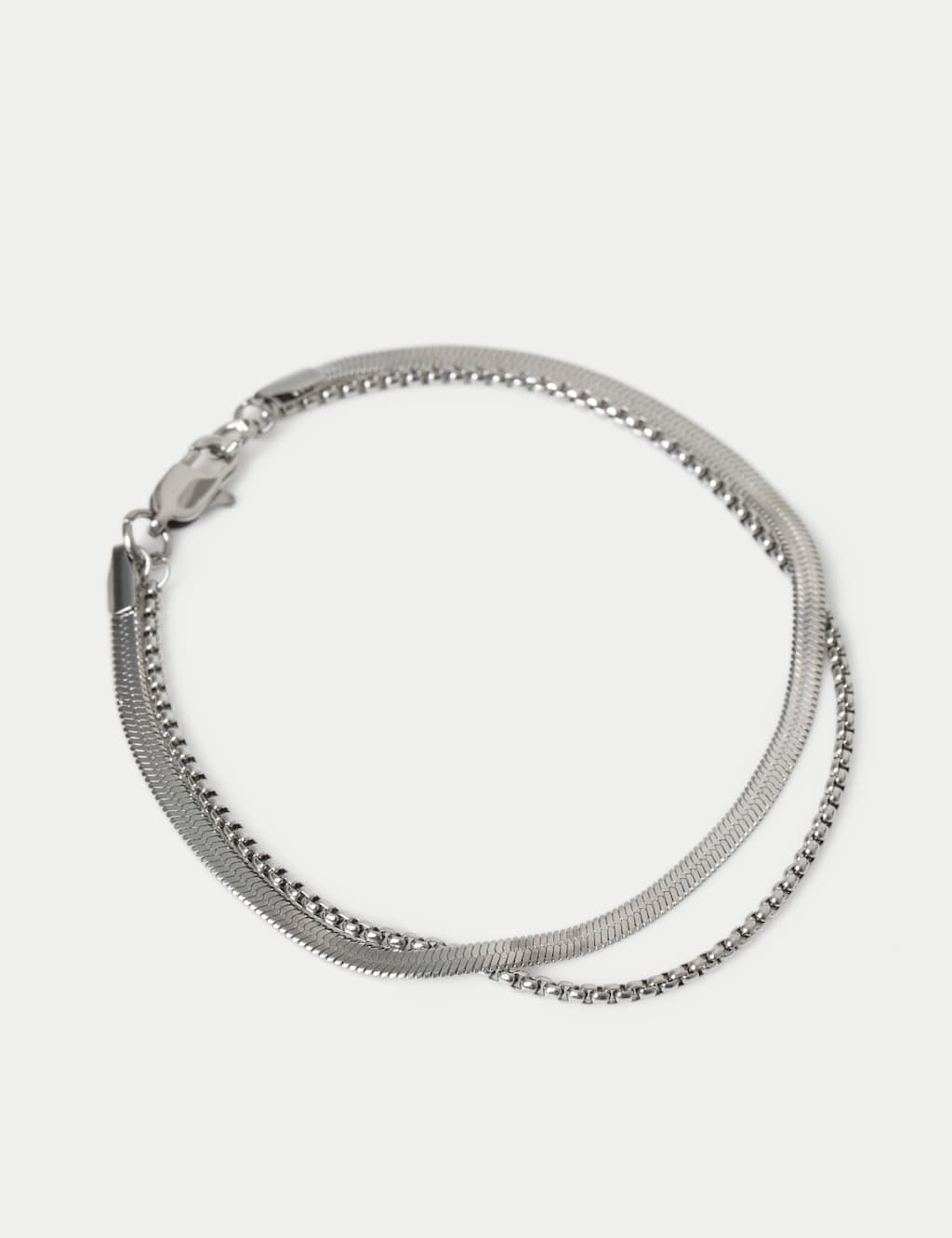 M&S Men's 2 Pack Snake Chain Bracelet - Silver