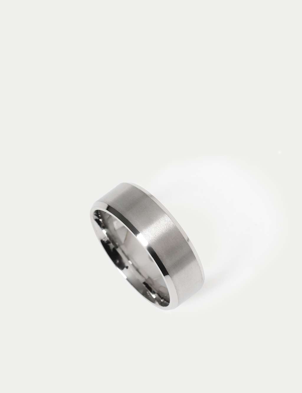 Autograph Men's Auto Stainless Brushed Band Ring - L - Silver