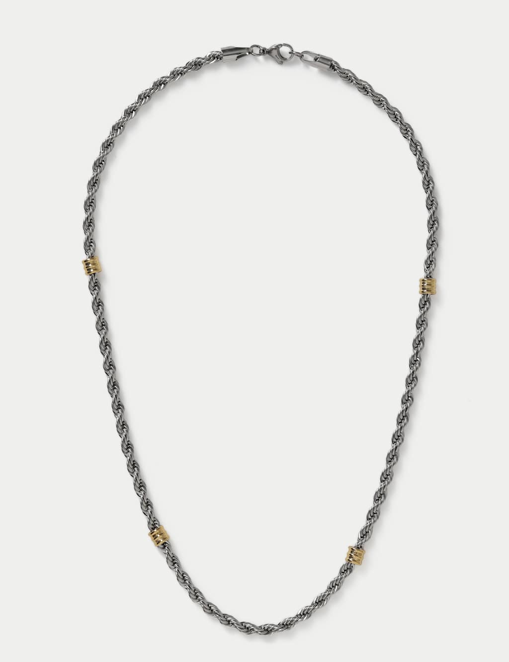 M&S Men's Mixed Mextal Textured Chain Necklace - Metallic