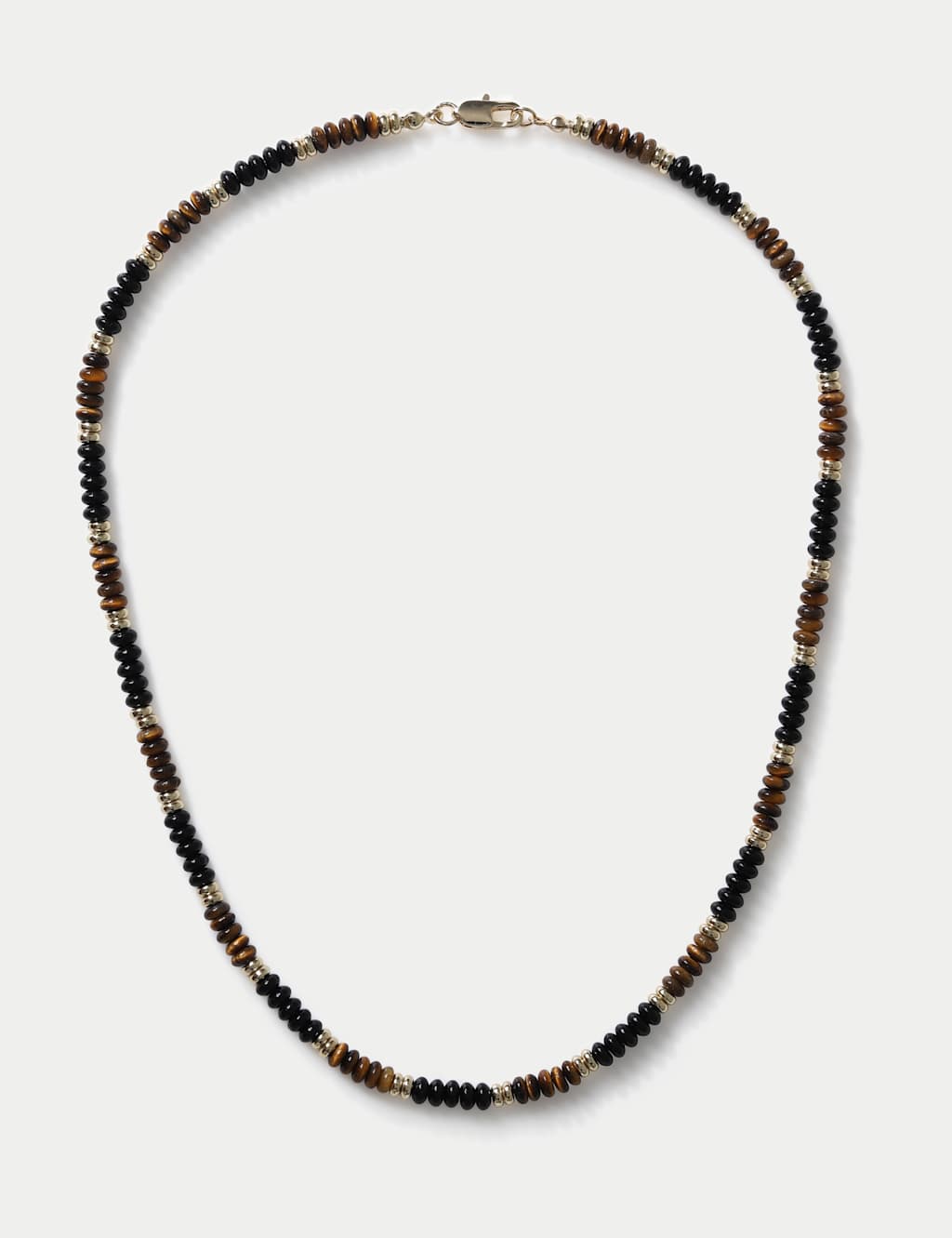 M&S Men's Natural Stone Bead Necklace - Brown Mix
