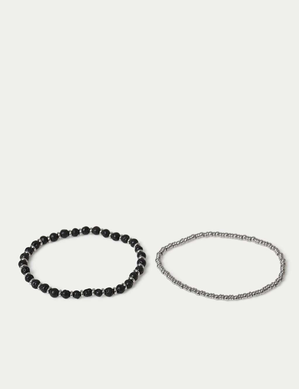 M&S Men's 2 Pack Lava Stretch Bracelet - Black Mix