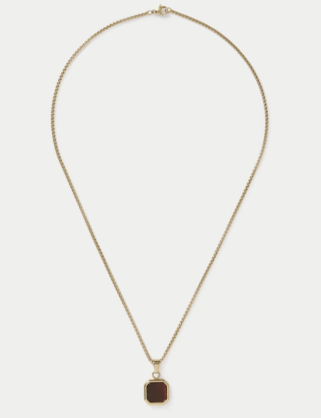 M&S Men's Stainless and Tigers Eye Necklace - Gold