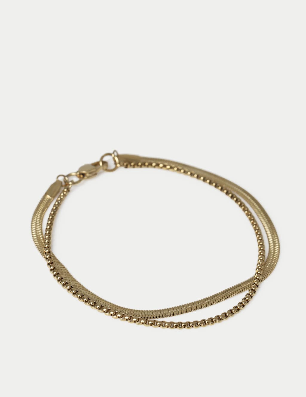 M&S Men's 2 Pack Snake Chain Bracelet - Gold