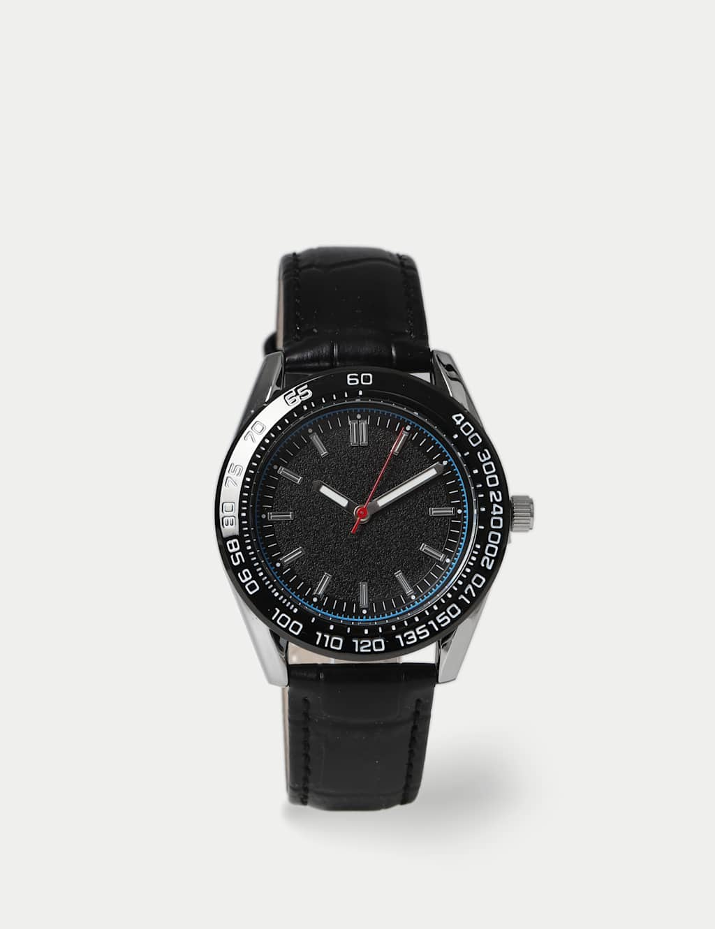 M&S Leather Strap Dial Watch - Black - for Men