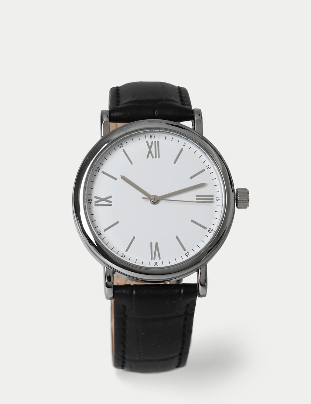 M&S Croc Leather Classic Watch - Black - for Men