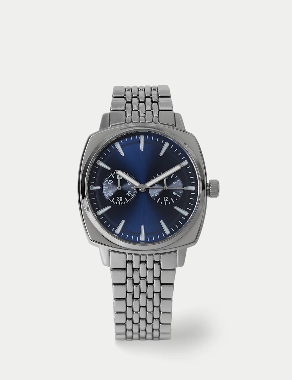 M&S Navy Face Baton Watch - Silver - for Men