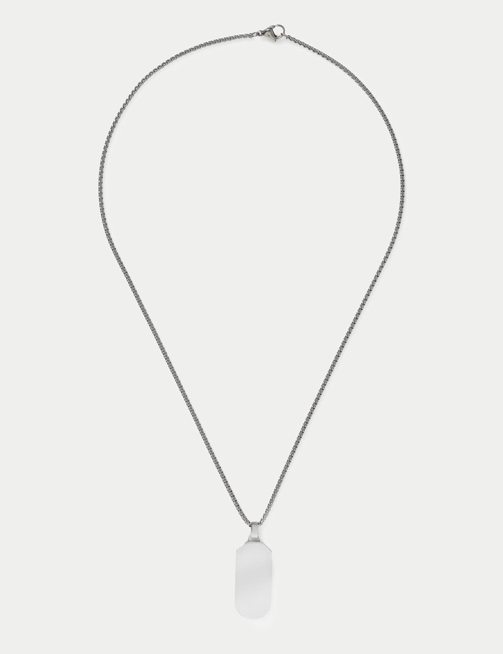 M&S Men's Stainless Tag Pendant Necklace - Silver