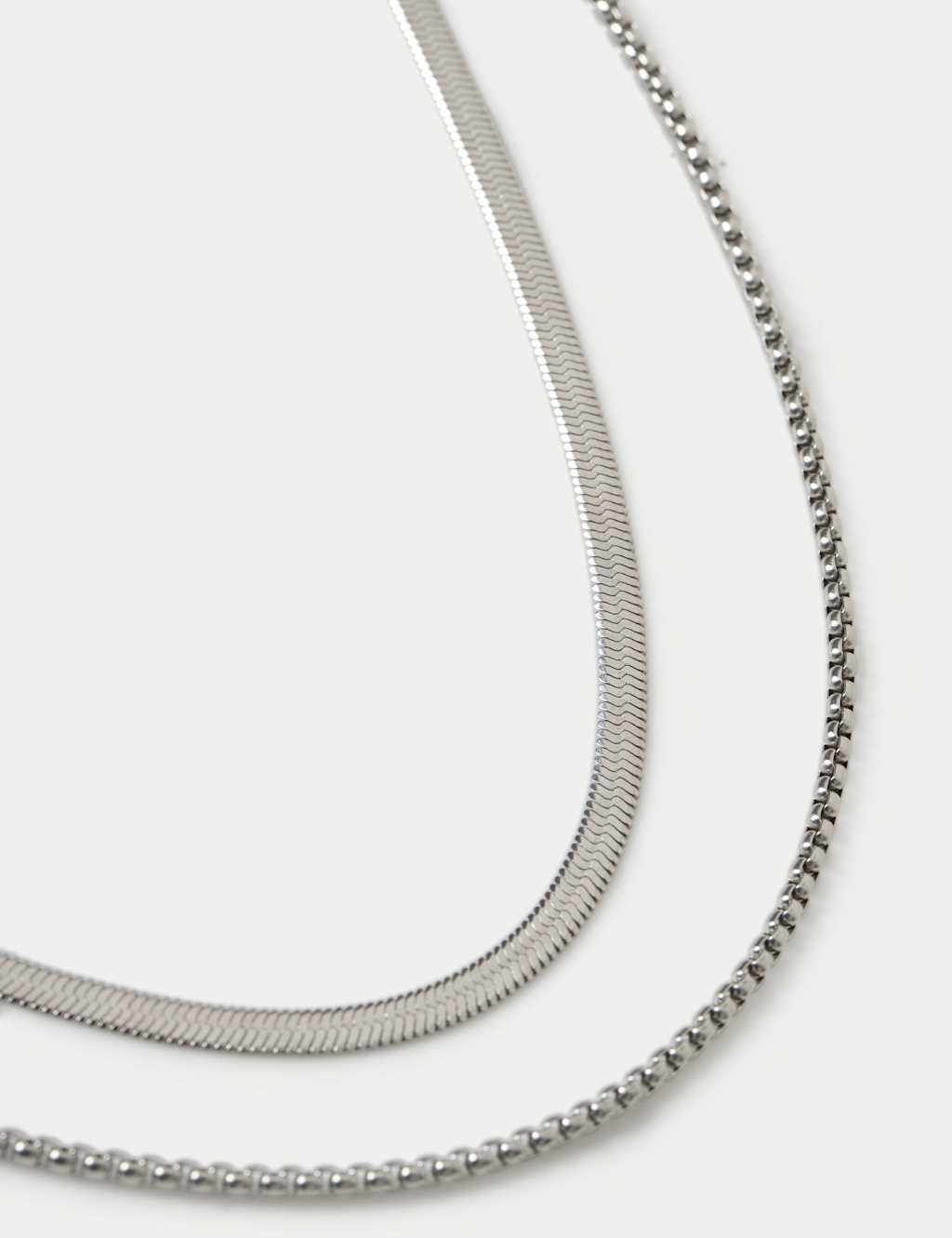 M&S Men's 2 Pack Snake Chain Necklace - Silver
