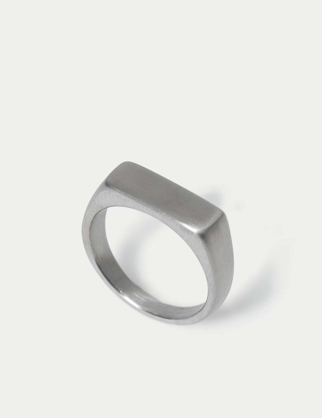 Autograph Men's Auto Stainless Brushed Squared Ring - M - Silver