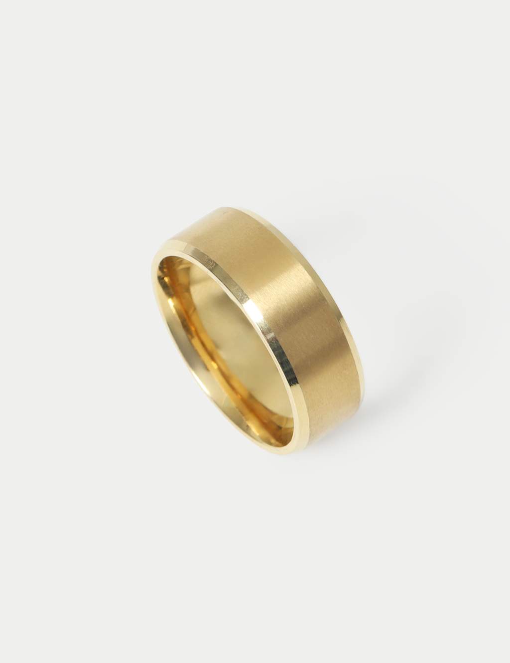 M&S Men's Stainless Brushed Ring - L - Gold