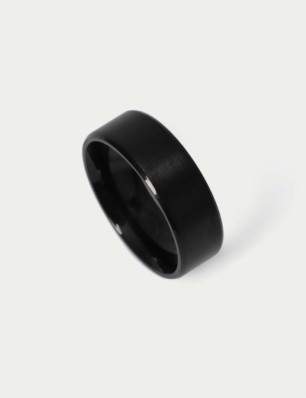 M&S Men's Stainless Brushed Ring - M - Black
