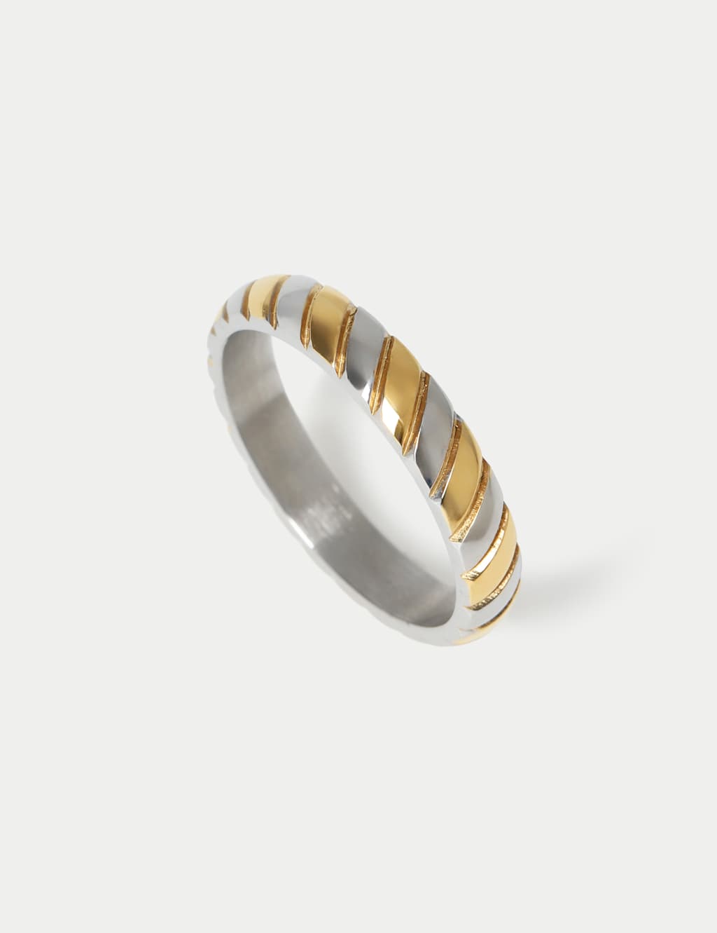 M&S Men's Mixed Metal Band Ring - L - Metallic