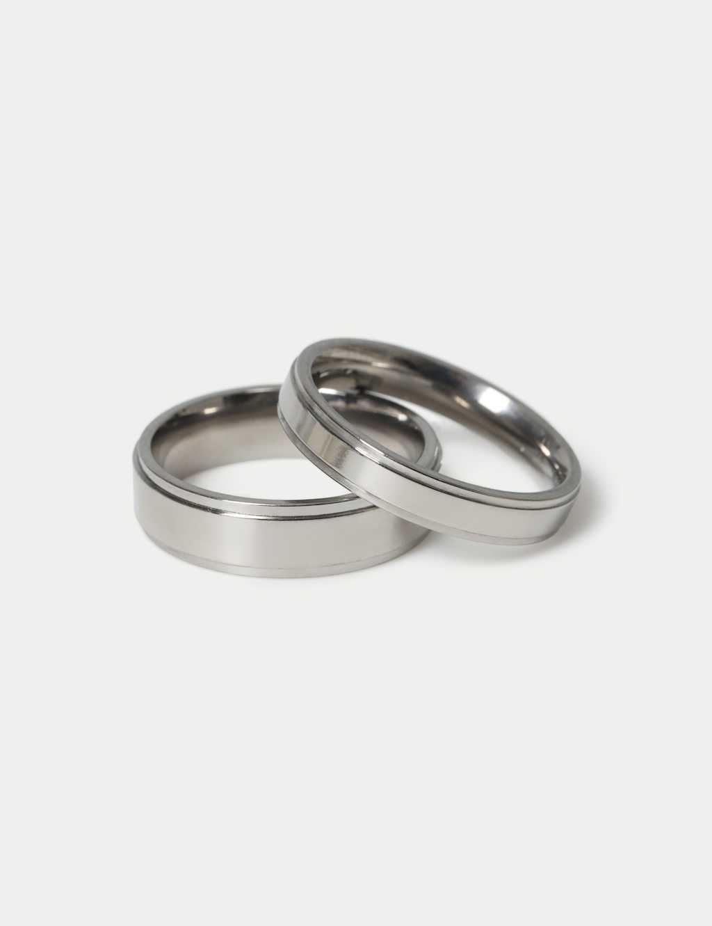 M&S Men's 2 Pack Stainless Rings - L - Silver
