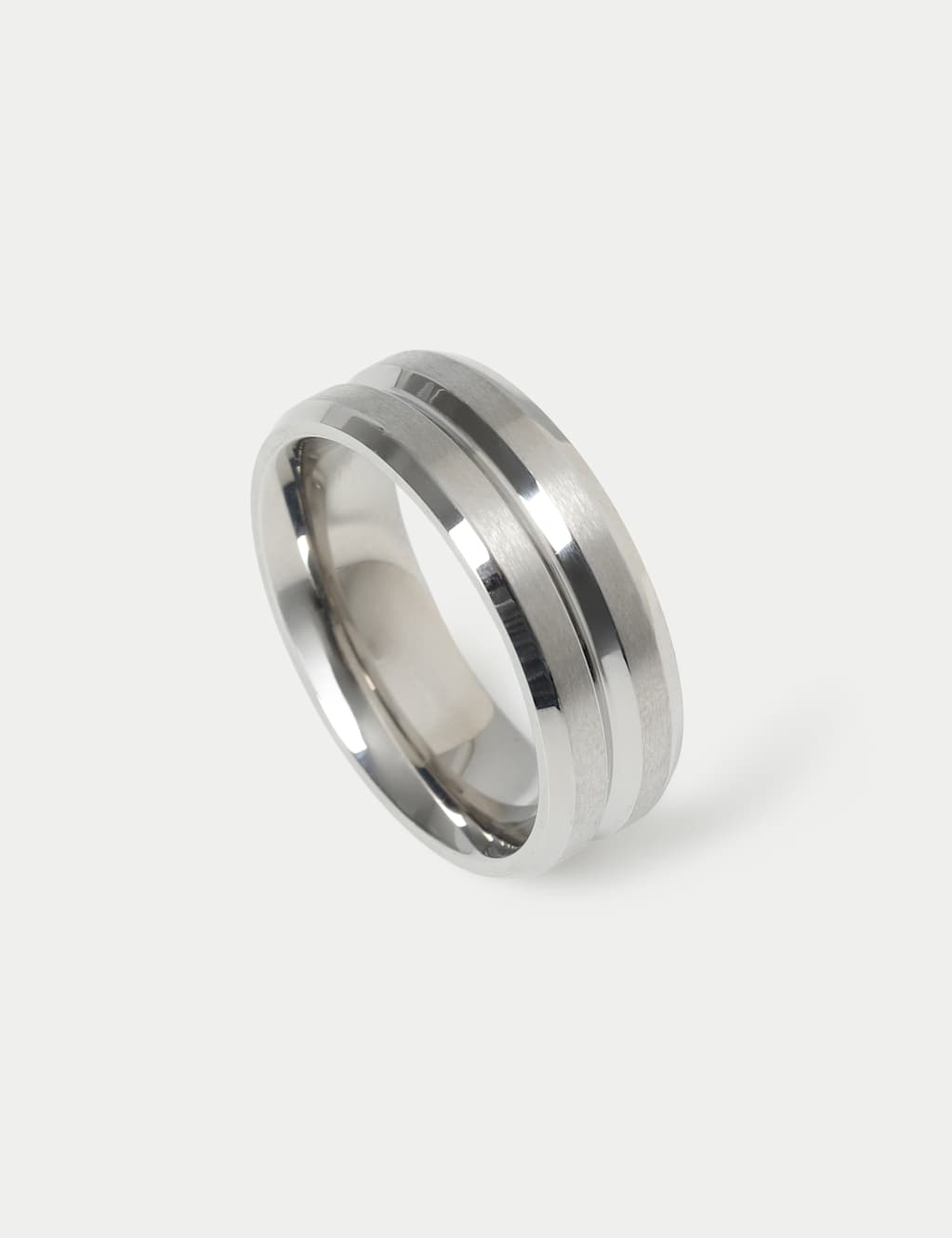 M&S Men's Engraved Band Ring - L - Silver