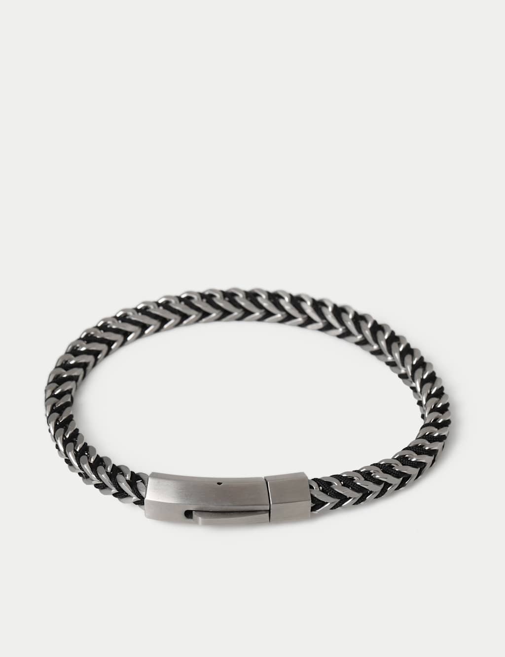 M&S Men's Stainless Cord and Chain Bracelet - Silver