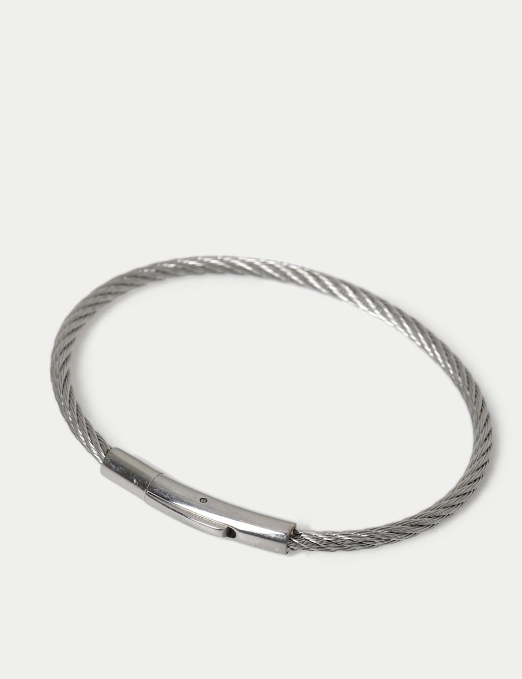 M&S Men's Cable Clicker Bracelet - Silver