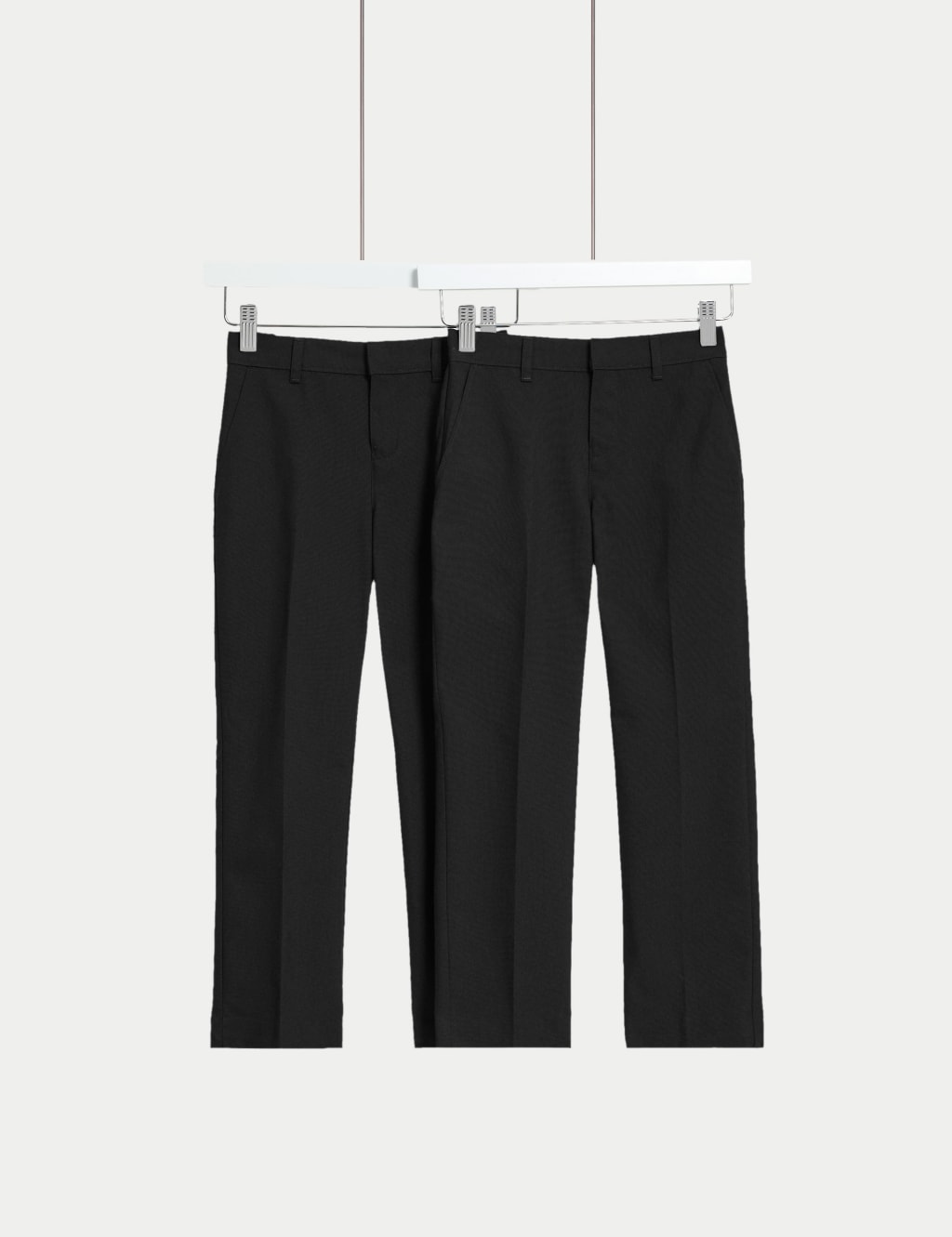 M&S Collection 2 Pack Boys Regular Leg Plus Waist School Trousers (2-18 Yrs) - 7-8 Y - Black, Grey,Black