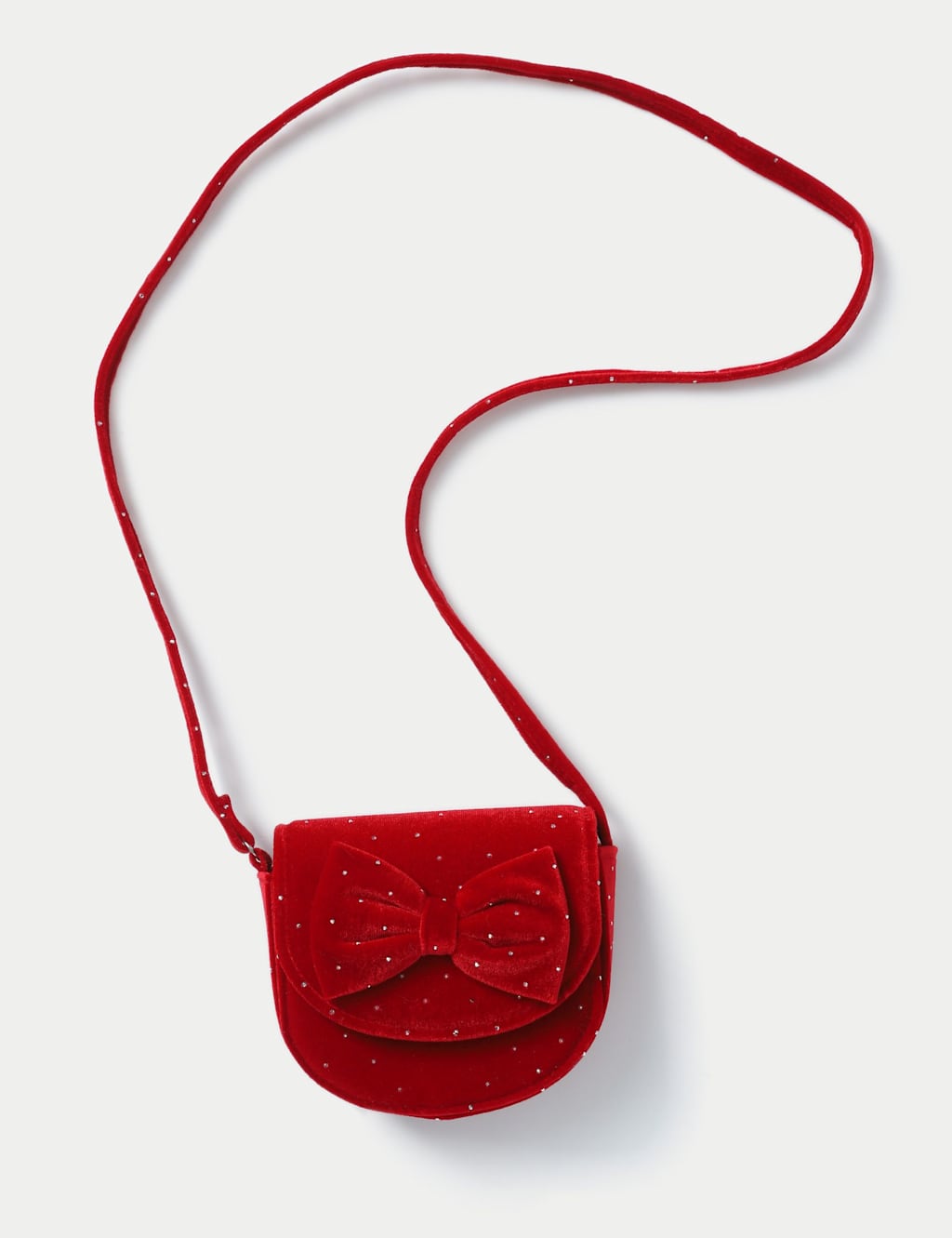 M&S Christmas Red Velvet Bow Bag Red