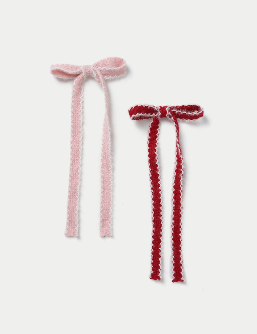 M&S Knitted Scalloped Bow Pink Mix