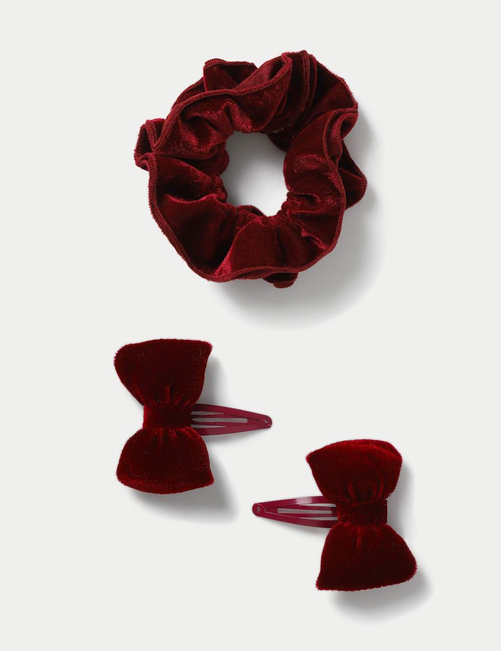 M&S Back To School Scrunchie & Bow Set Burgundy
