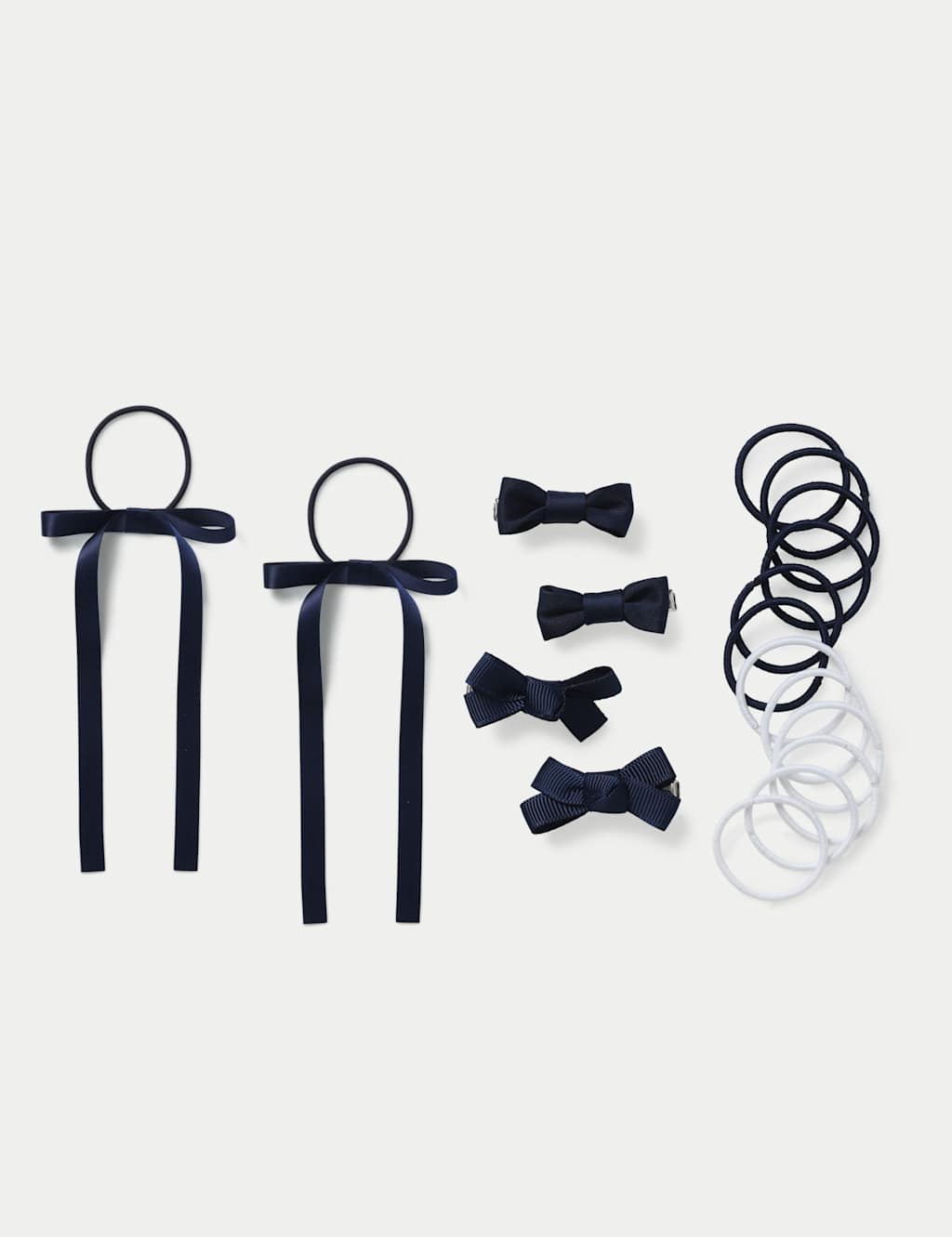 M&S Back To School Satin Bow Bundle Navy