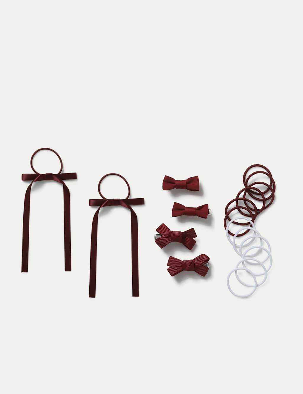 M&S Back To School Satin Bow Bundle Burgundy