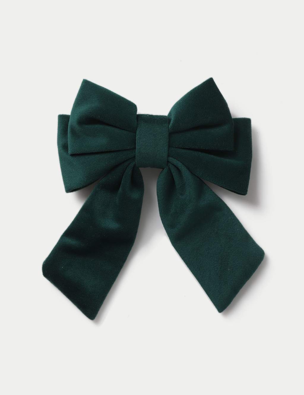 M&S Christmas Green Velvet Bow Green