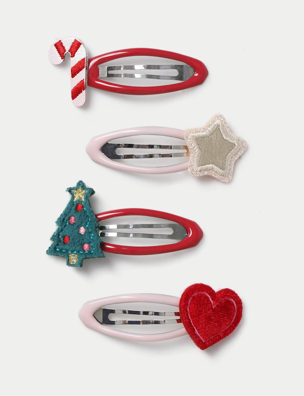 M&S Christmas Novely 4 Pack Hair Snaps Multi