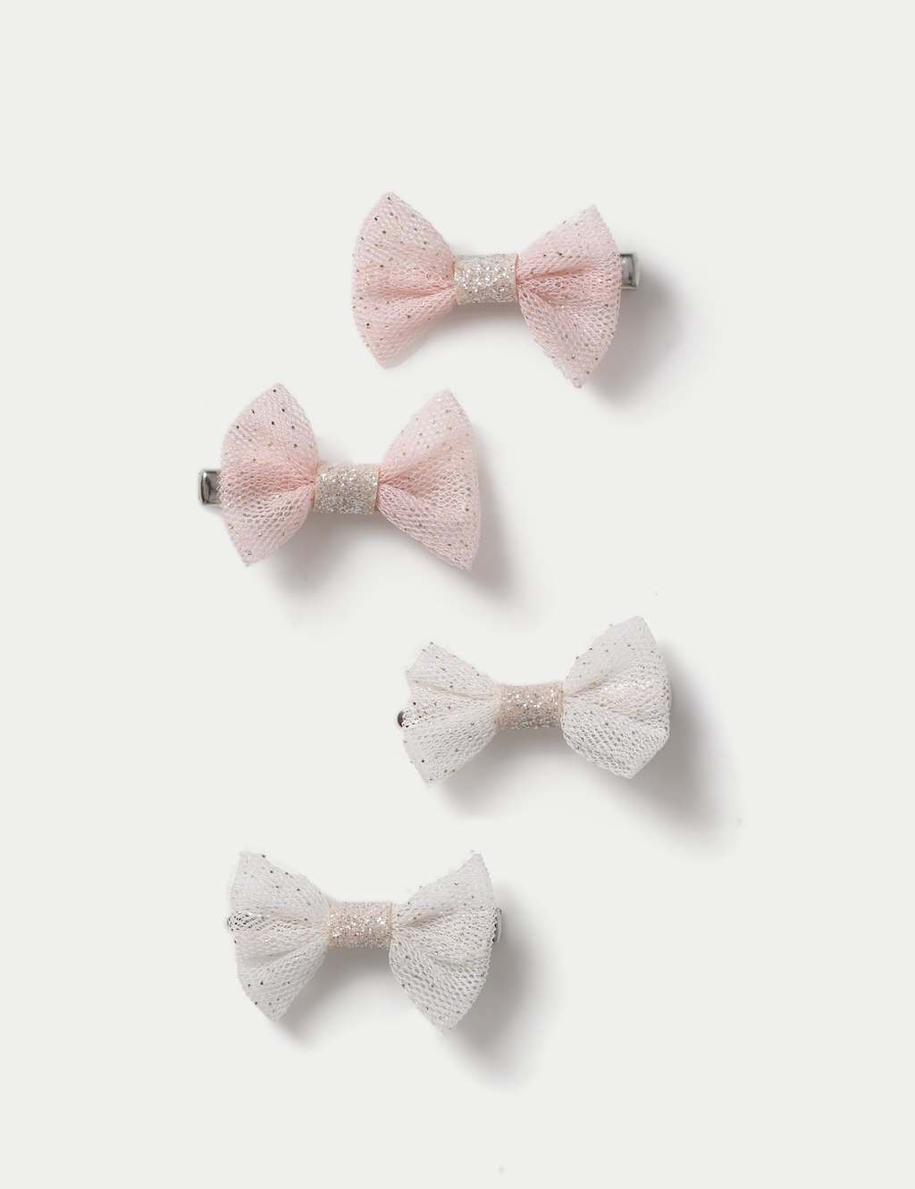 M&S Christmas Cream & Pink Tulle 4 Pack Bows Pink Mix
