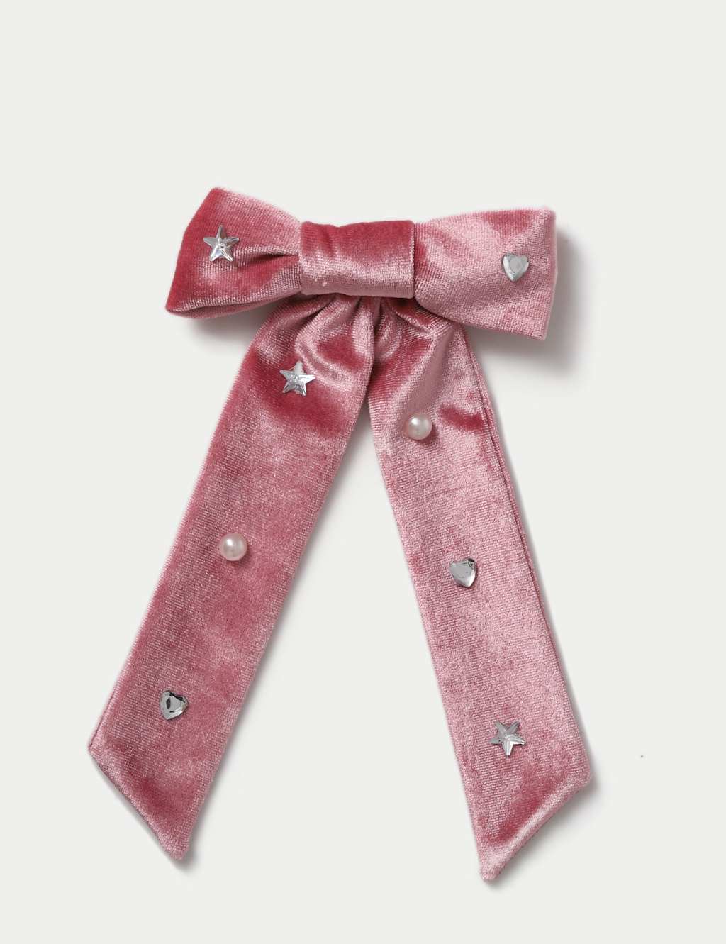 M&S Christmas Pink Velvet Bow Clip Pink