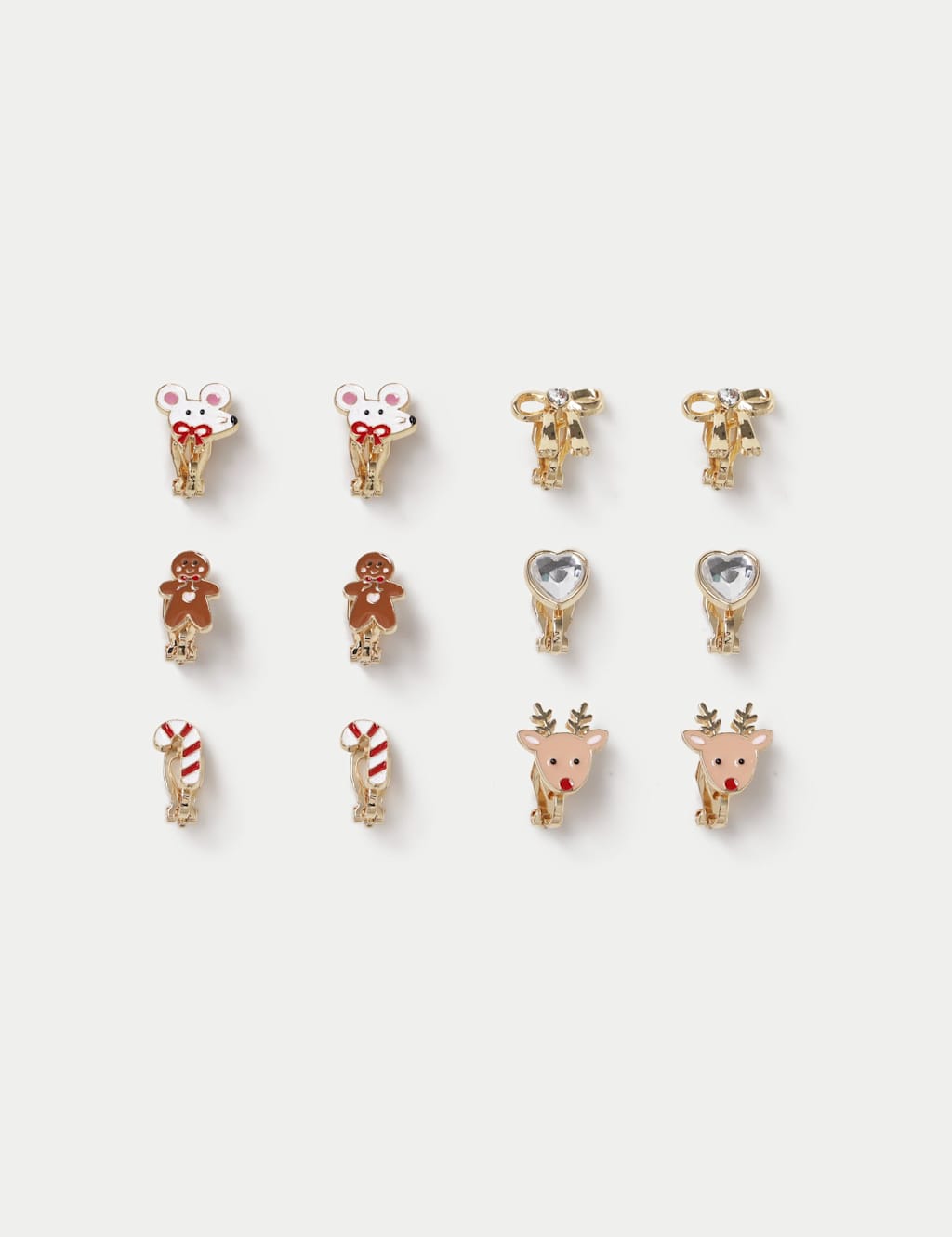 M&S Christmas 6 Pack Earrings Multi