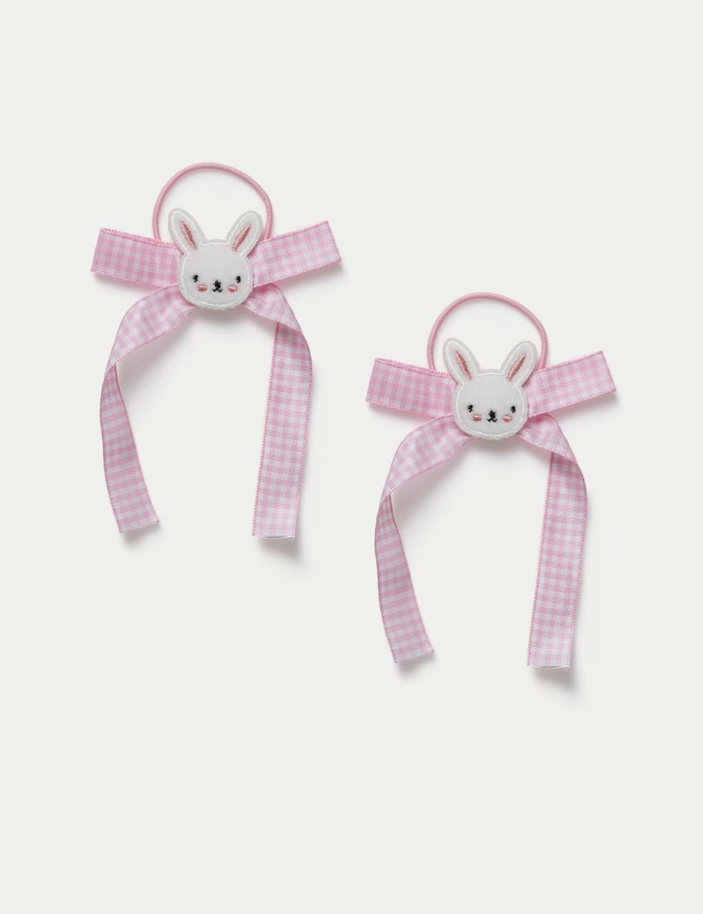 M&S Girls Easter Gingham Bow Bunny Ponios - Pink