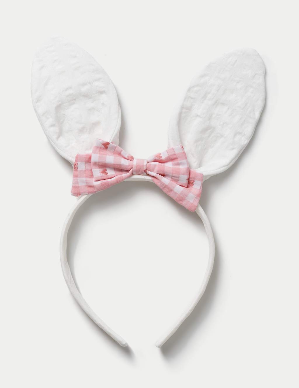 M&S Girls Easter gingham bow bunny ears - White