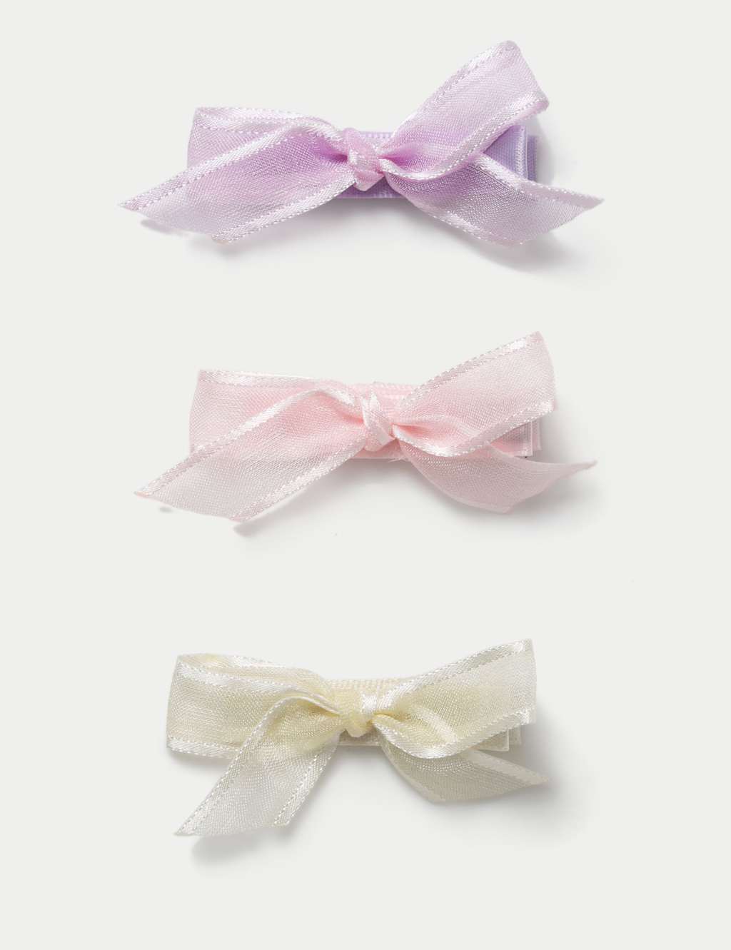 M&S Girls Occasion 3 Pack Organza Bow Clip Pack - Multi