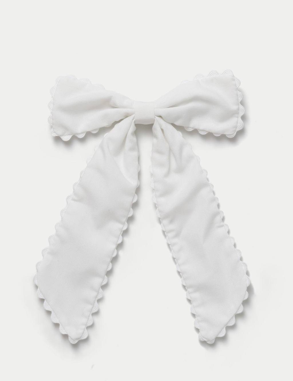 M&S Girls Back To School Scallop Bow - White