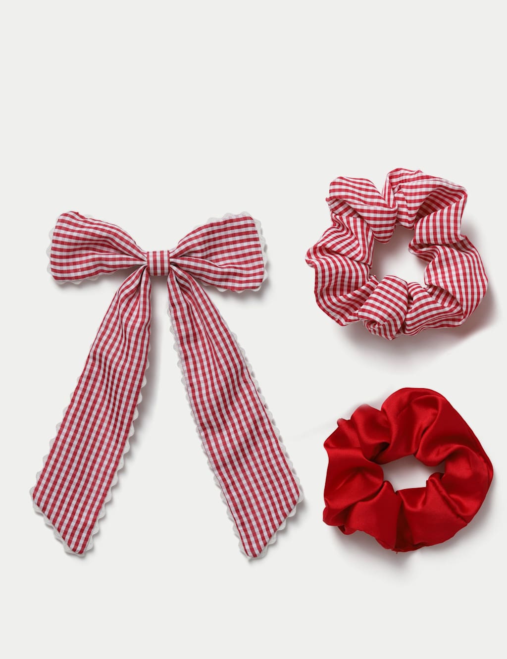 M&S Girls Back To School Scallop Bow & Scrunchie - Red