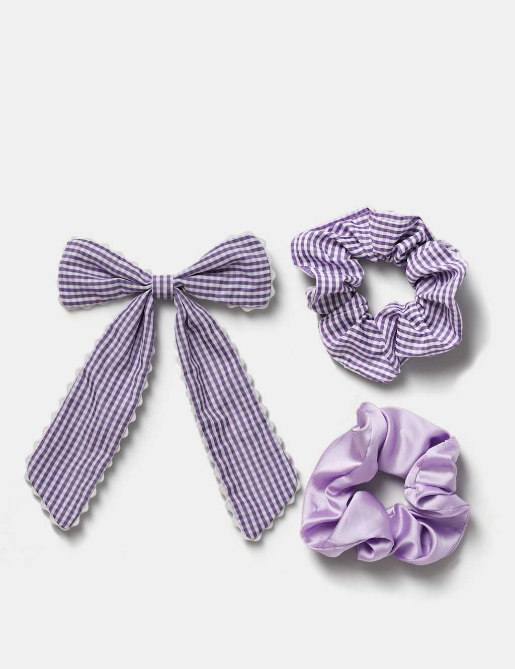 M&S Girls Back To School Scallop Bow & Scrunchie - Purple